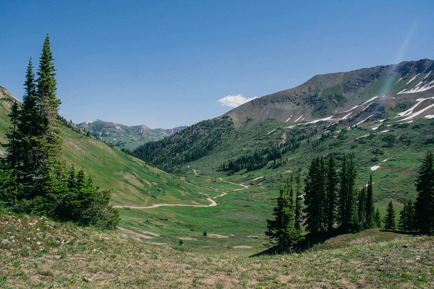 Rolling hills and green plain, taken in Crested Butte Colorado.